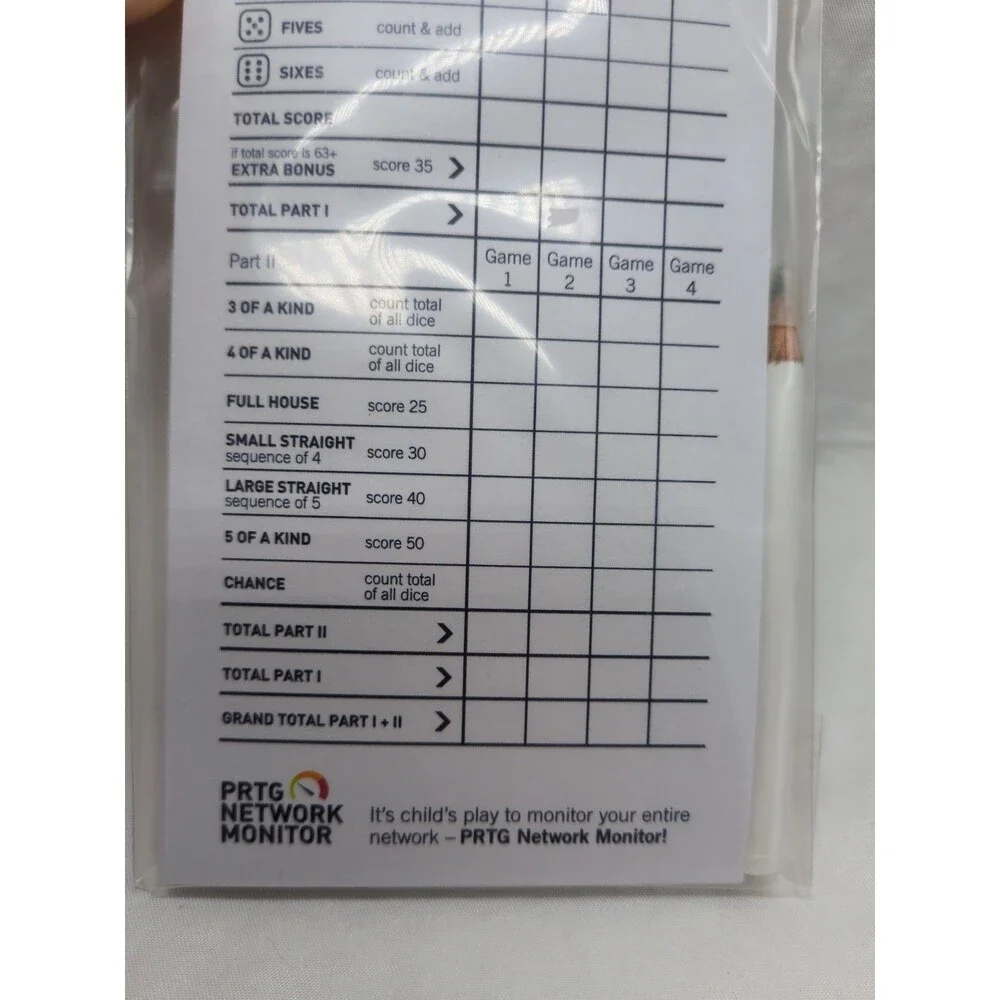 Paessler Network Monitoring Company Roll And Write Dice Game